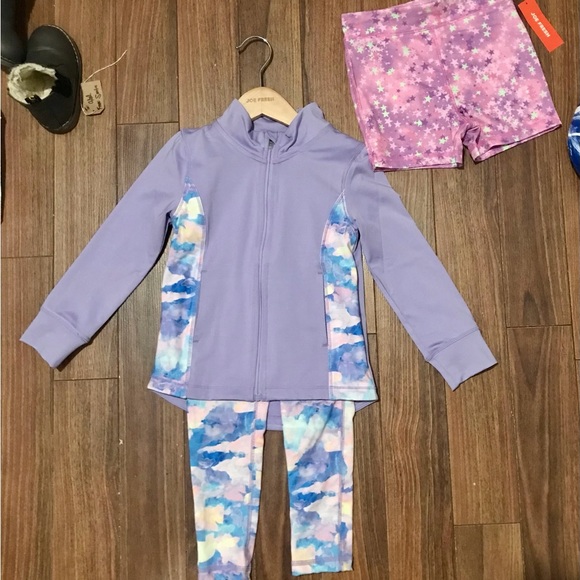 Size 4/5 Gymnastic Girls Zip Up Track Jacket Matching Leggings and Shorts Lot - Picture 1 of 5